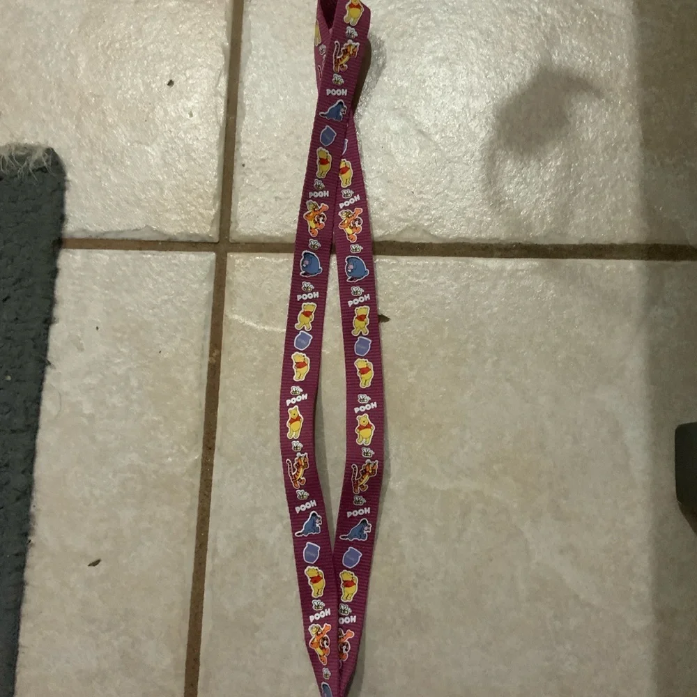 Disney Winnie The Pooh Magenta Cartoon Lanyard For Park ID Cards
